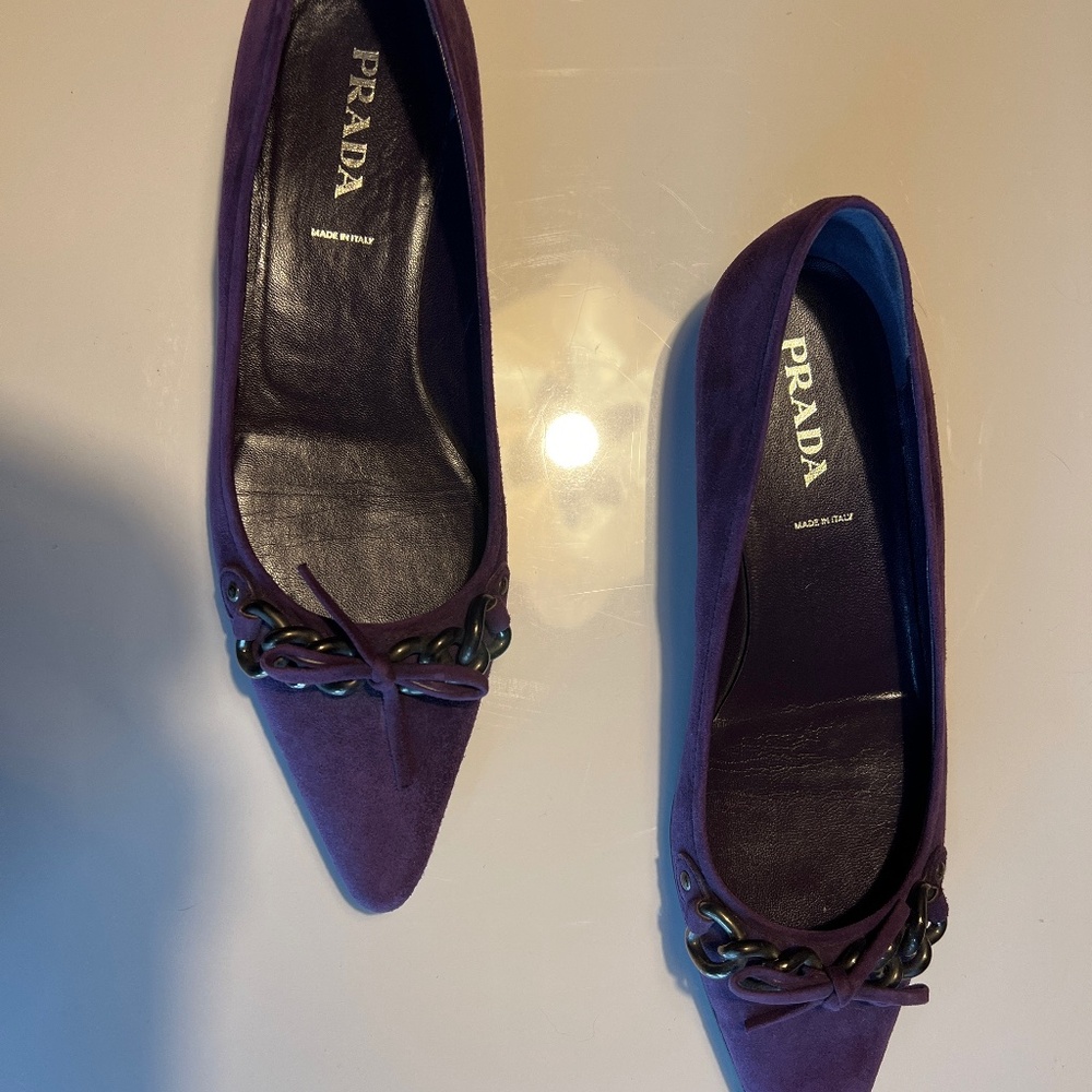 Prada purple low heeled shoes